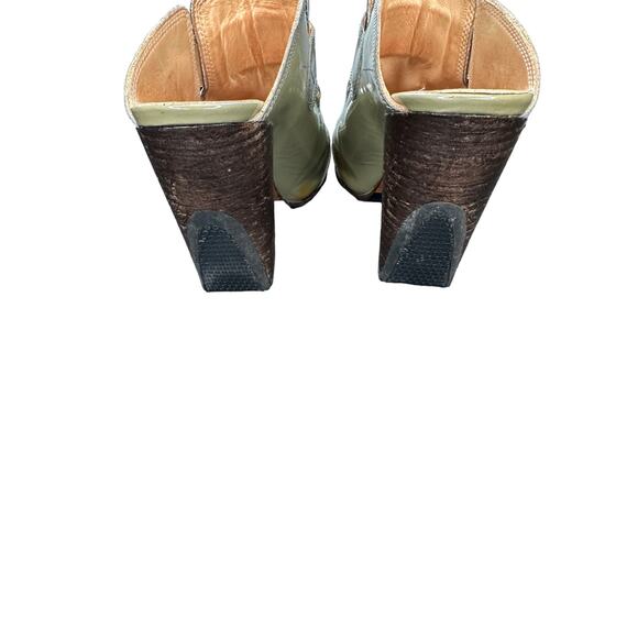 Dries Van Noten Green Buckle Patent Leather Forest‎ Slip On Mules Size 7 1/2 - Picture 7 of 12